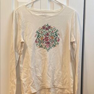 Croft & Barrow White Floral Long Sleeve Top